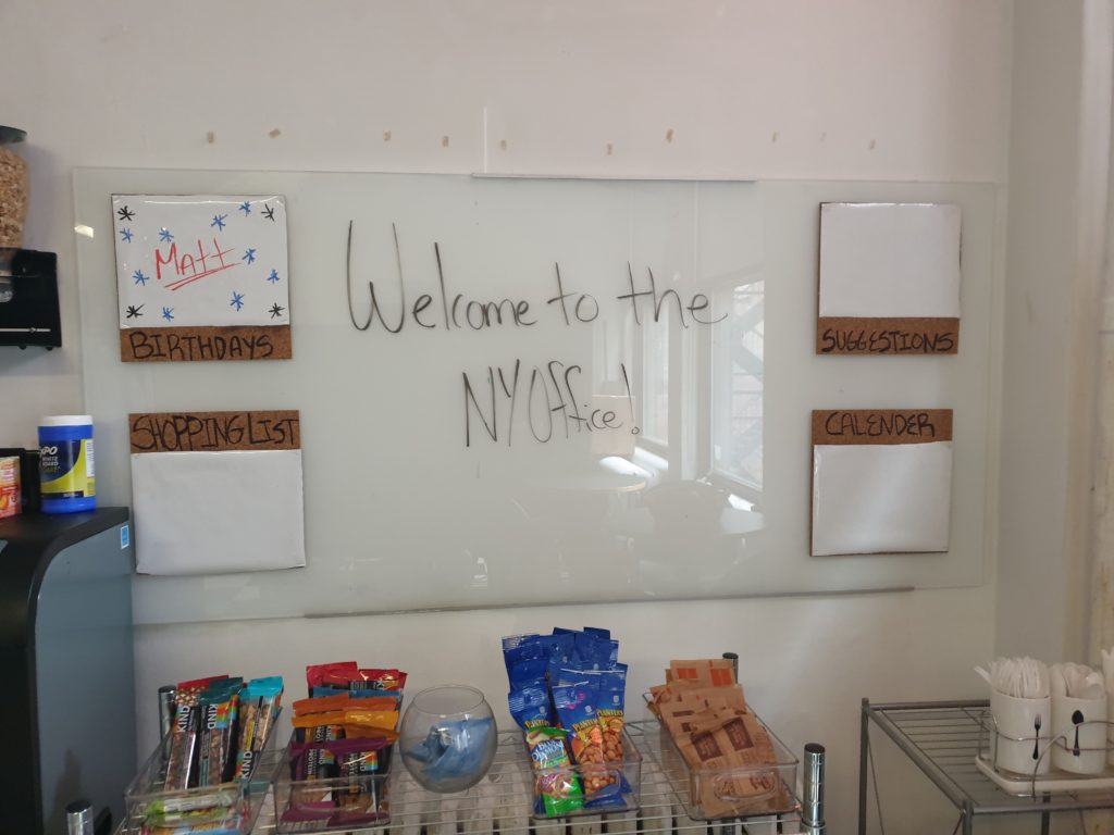 Welcome message to global team member in the Welocalize New York office location.